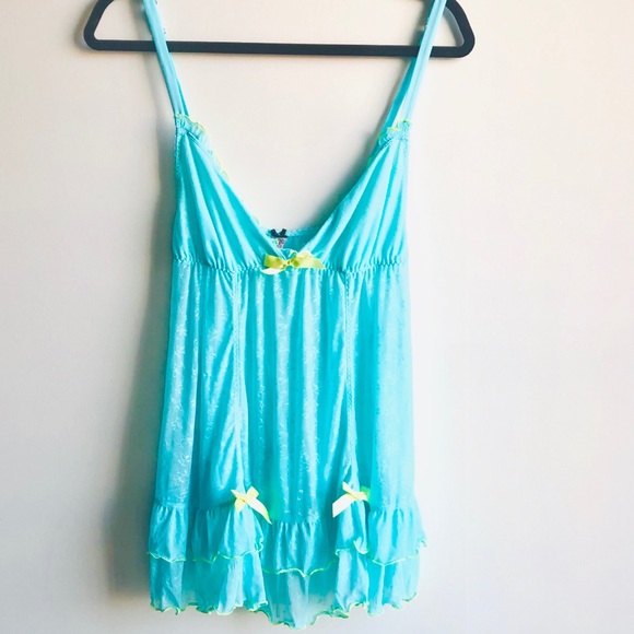 Victoria's Secret Other - Rare Victoria’s Secret SLT Teal Ruffle Chemise